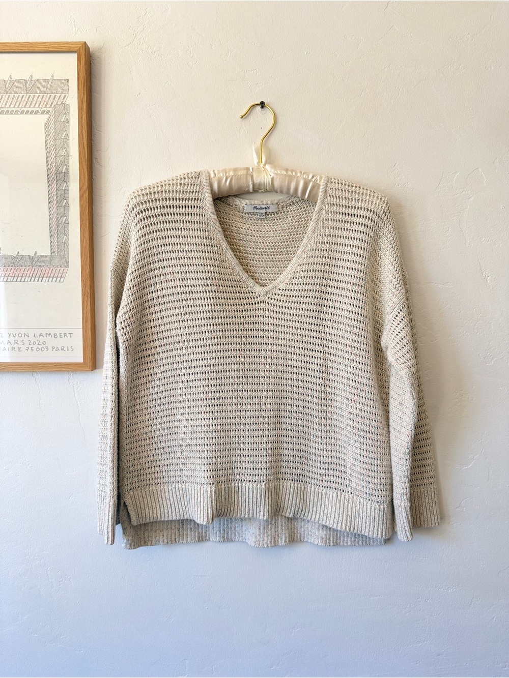 Beige Madewell fisherman sweater (xs)